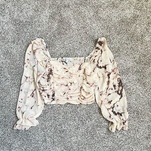 Rabbit Rose Chic Floral Cream Blouse size L